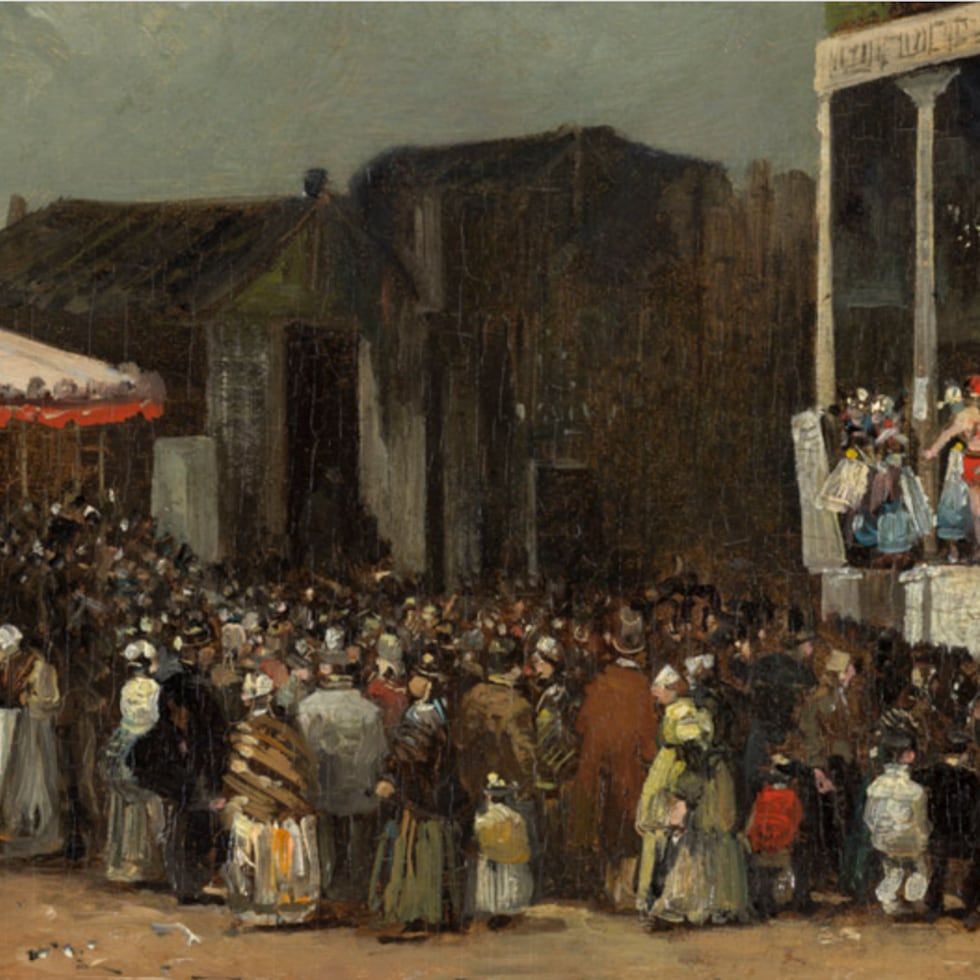 Captura de la obra Feria Francesa de Francisco Oller. (Museo El Prado)