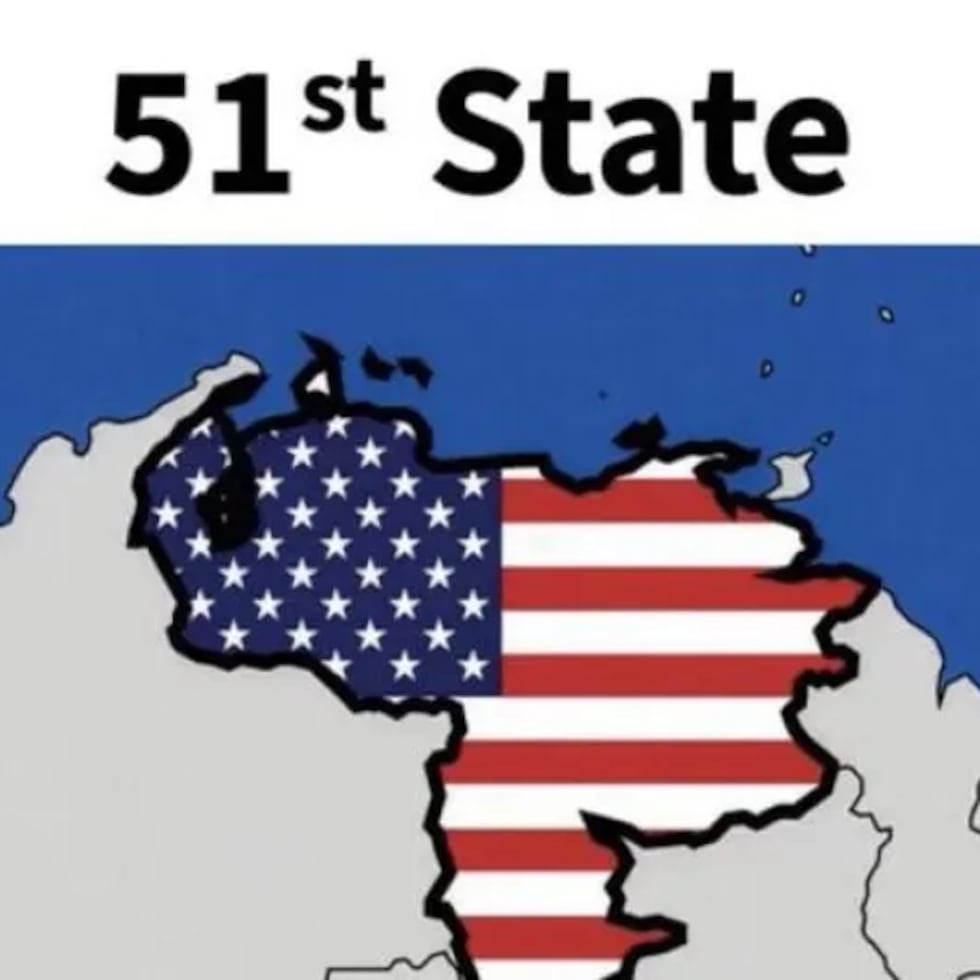 Imagen publicada por Donald Trump en la red social Truth Social, con el mapa de Venezuela cubierto por los colores de la bandera de Estados Unidos.