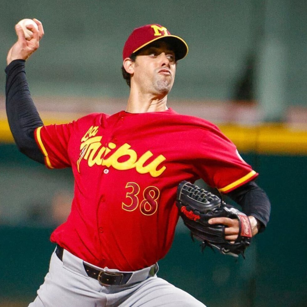 Jorge López in a Mayagüez Indians uniform.