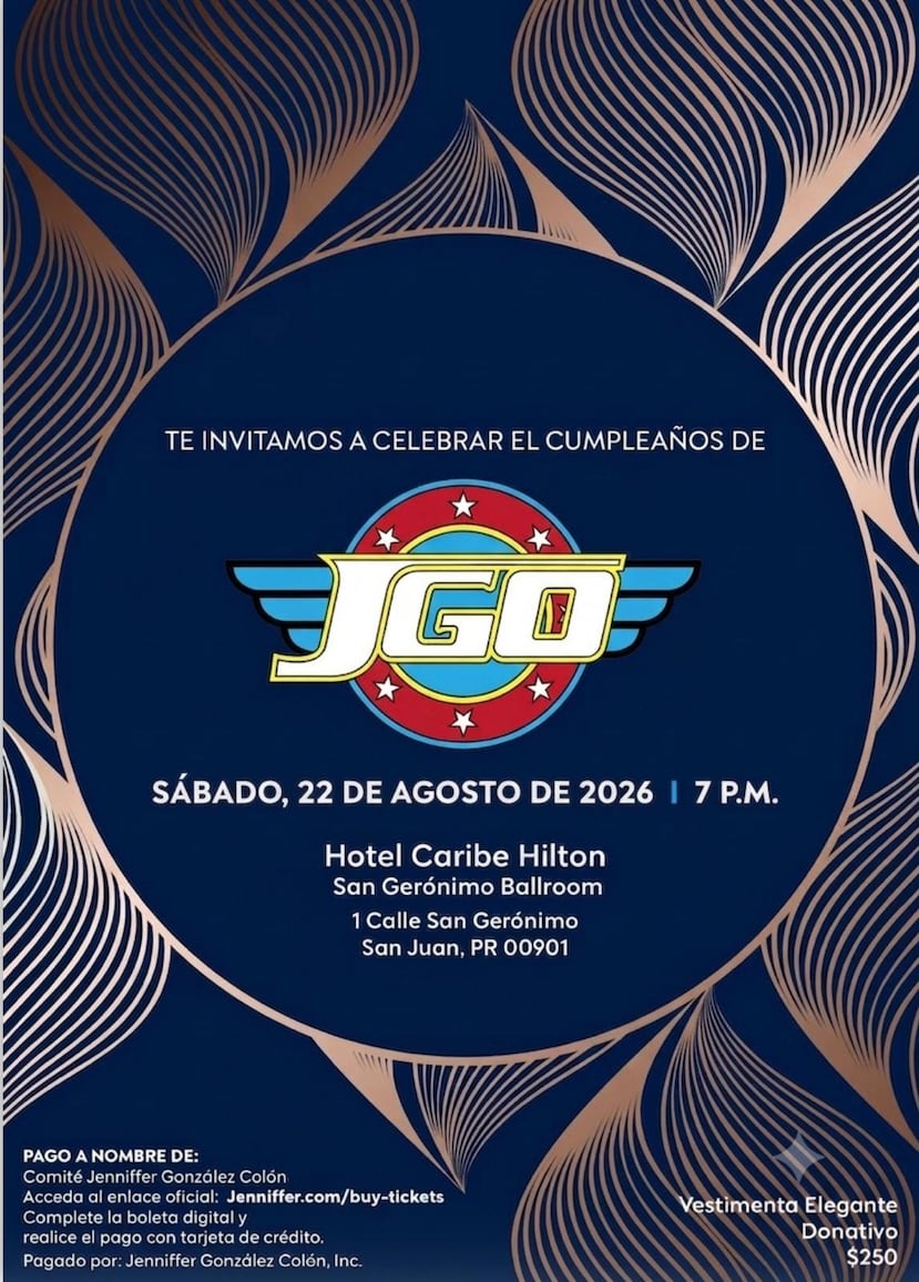 Invitación a la celebración del cumpleaños de la gobernadora Jenniffer González.