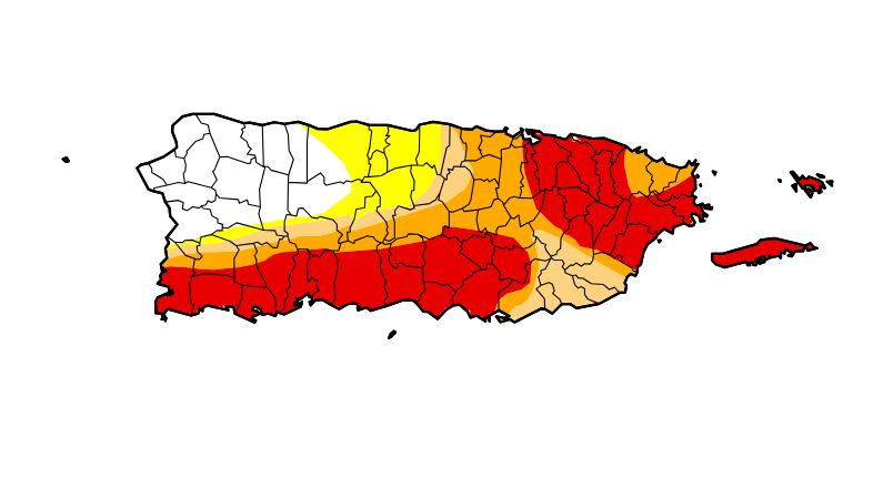 Imagen de la cobertura de: Baja un poco la sequía en Puerto Rico, pero casi 40% sigue en nivel extremo