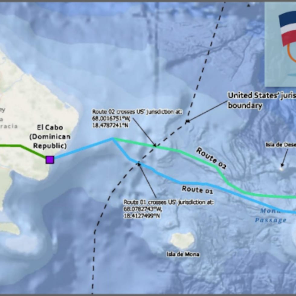 En gran parte del trayecto de unas 90 millas entre Puerto Rico y la República Dominicana, el cable estaría depositado en el subsuelo marino.