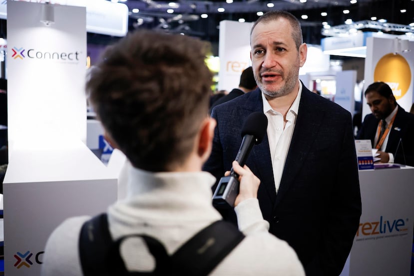 El portavoz y CEO de PriceTravel, Rafel Durán, durante la jornada inaugural de la feria internacional de Turismo Fitur 2026, en las instalaciones de Ifema, en Madrid. EFE/David Fernández