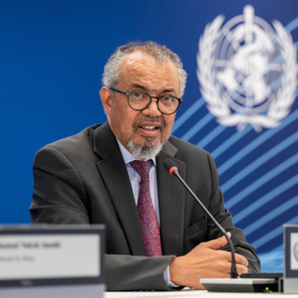 El director general de la Organización Mundial de la Salud, Tedros Adhanom Ghebreyesus, habla con los medios de comunicación sobre la epidemia de ébola causada por el virus Bundibugyo en la República Democrática del Congo y Uganda, durante una conferencia de prensa el viernes 22 de mayo de 2026, en la sede de la OMS en Ginebra, Suiza.