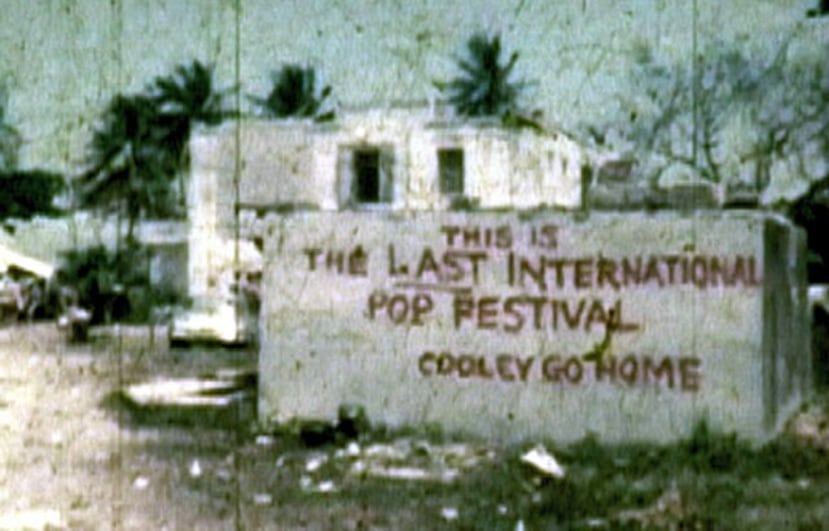 El críptico mensaje dejado por uno de los miembros de la audiencia del Mar y Sol International Pop Festival, realizado del 1 al 4 de abril de 1972 en la playa Los Tubos de Manatí.