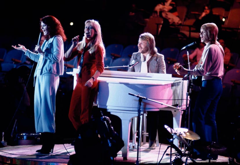 El grupo sueco ABBA actúa en la Asamblea General de Naciones Unidas en Nueva York en 1979. (AP)