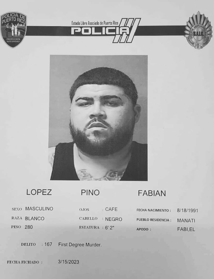 Fabián López Pino, identificado por el Negociado de la Policía como el líder de la organización criminal Hasta los Marcian.