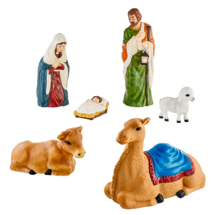 Nacimiento navideño de 6 piezas con luces LED.