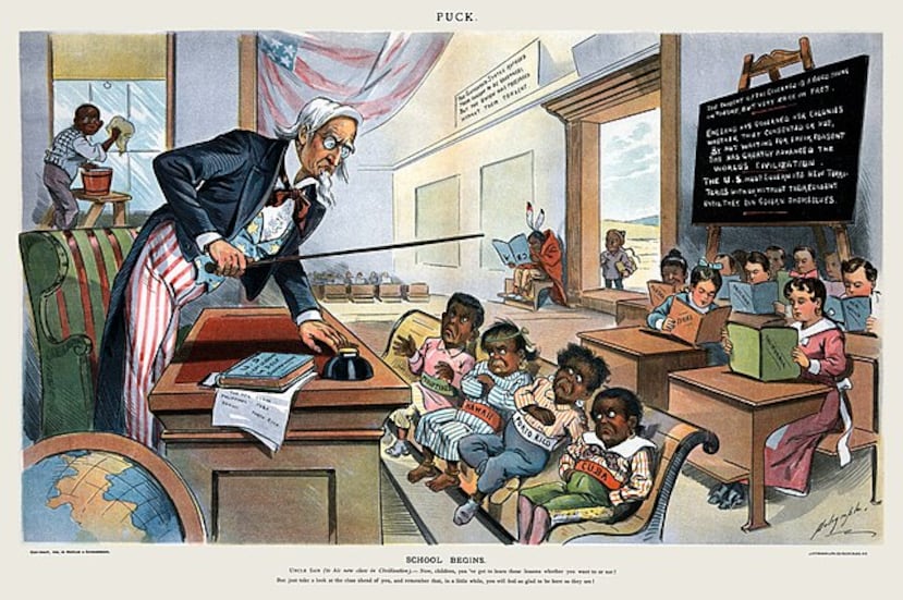 "El Tío Sam y su clase de civilización", Revista Puck, enero de 1899.