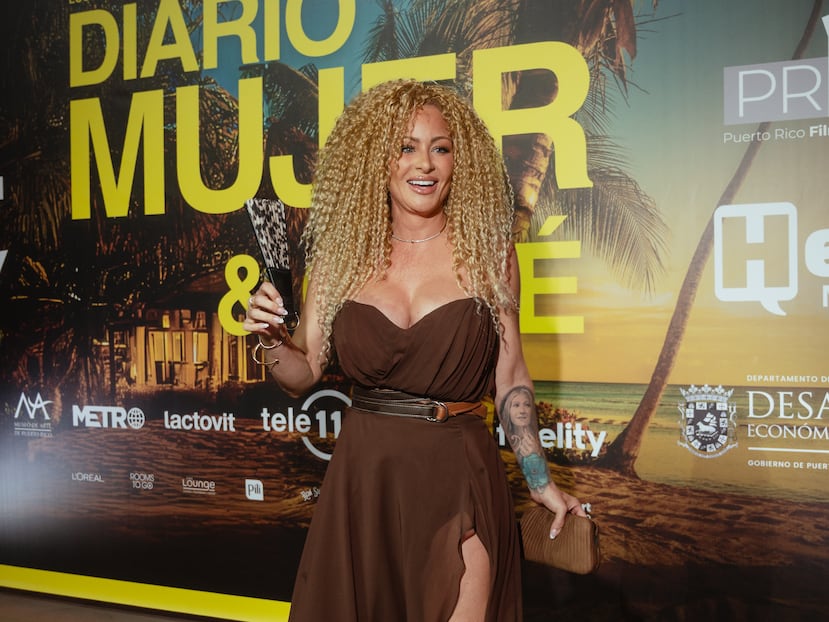 La presentadora y actriz Angelique Burgos, “Burbu”, durante la presentación de la película "Diario, mujer y café".