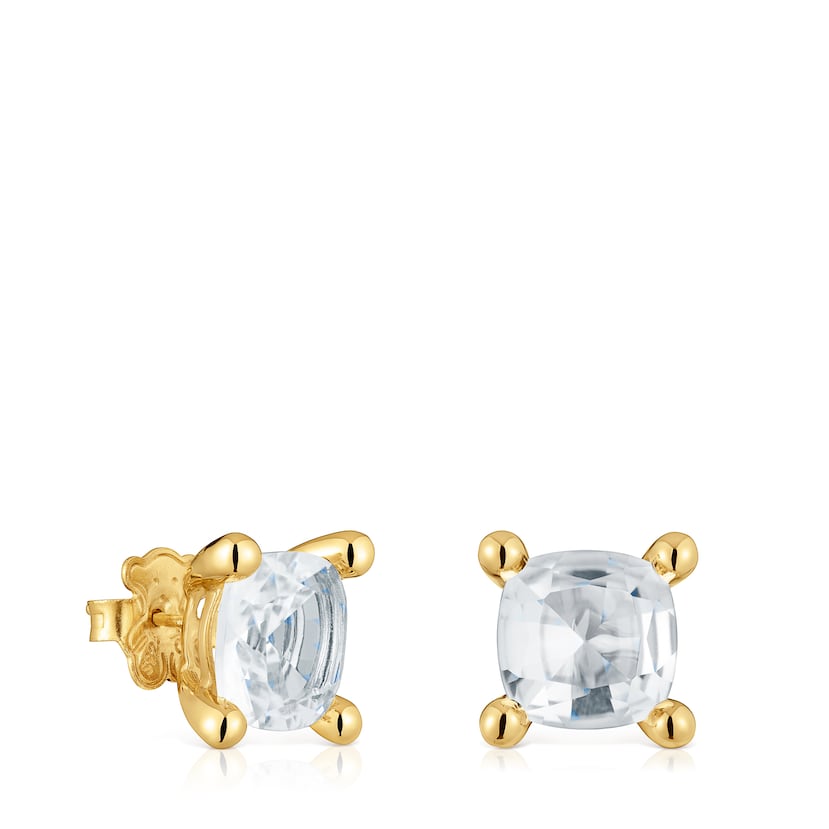 Pendientes de cristal roca en baño de oro 18k sobre plata 925, de TOUS.
