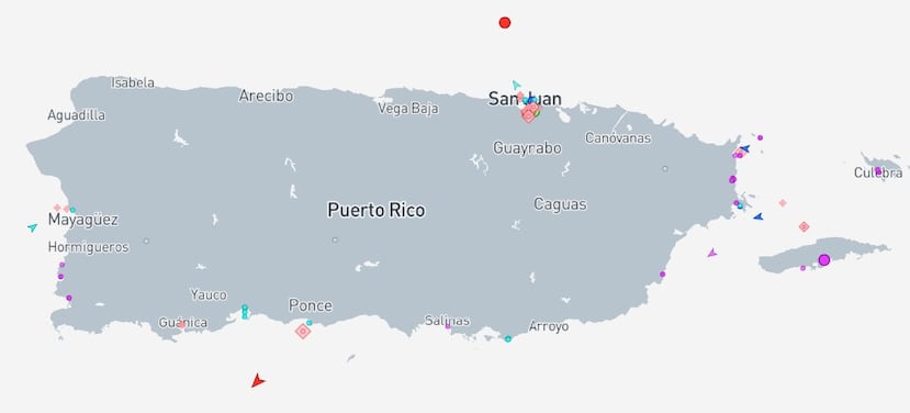 Ubicación del Amur River a eso de las 12:40 p.m. de hoy, viernes, 25 de septiembre. El barco está representado por el punto rojo en la parte de arriba en la captura. La imagen fue obtenida del portal MarineTraffic.