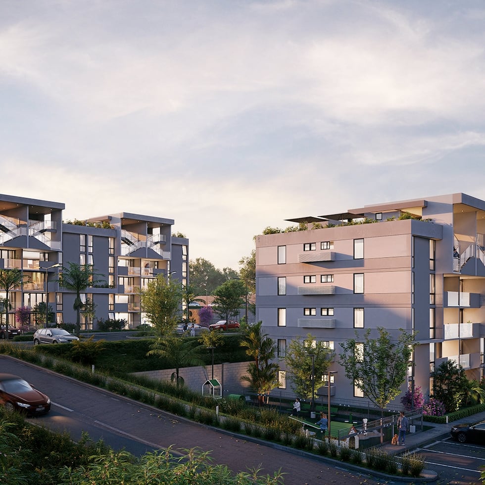 Concepto artístico del complejo de apartamentos Metrocity, en el centro urbano de Guaynabo.
