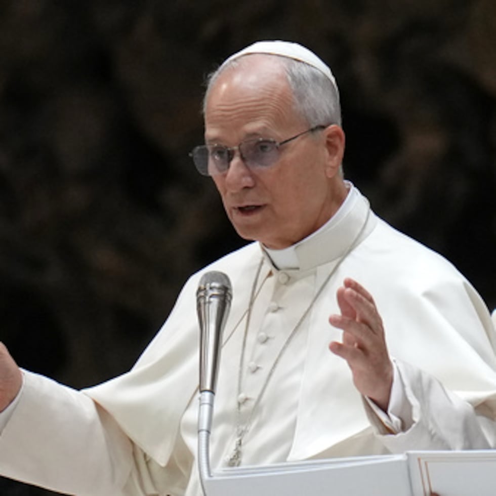 El Papa León XIV celebra su audiencia general semanal en el Aula Pablo VI del Vaticano, el miércoles 7 de enero de 2026. (AP Photo/Alessandra Tarantino)
