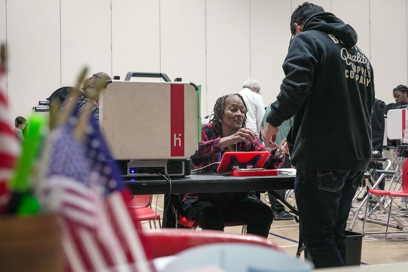 People vote during a primary election day at the West Gray Metropolitan Multi-Service Center in Houston, Tuesday, March 3, 2026. (Raquel Natalicchio /Houston Chronicle via AP)