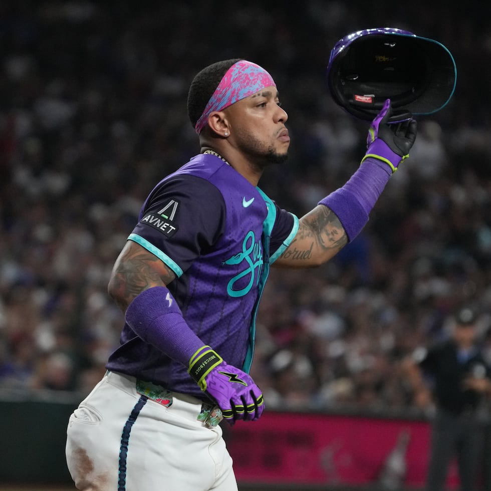 Ketel Marte, segunda base de los Diamondbacks de Arizona, en un partido frente a los Dodgers de Los Ángeles.