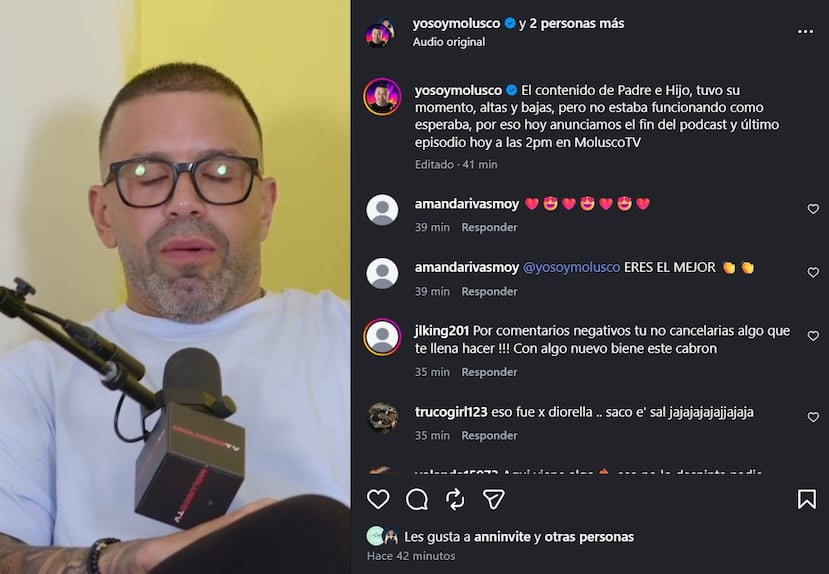 Publicación de Jorge "Molusco" Pabón en Instagram.