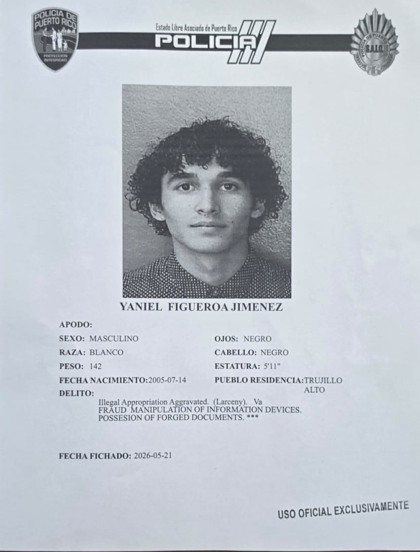 Yaniel Figueroa Jiménez, de 20 años, exempleado de la cooperativa, quien laboraba como teller.