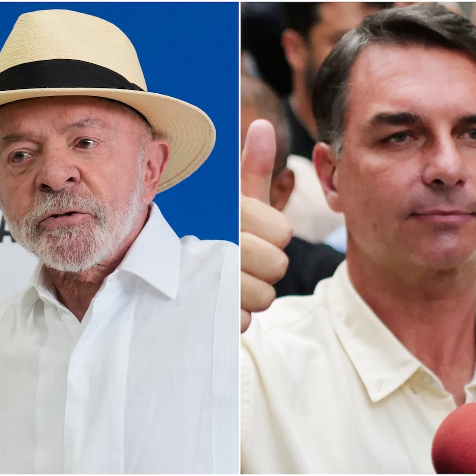 Luiz Inácio Lula da Silva (izq.) y Flávio Bolsonaro (der.) se enfrentarán nuevamente en tres semanas.