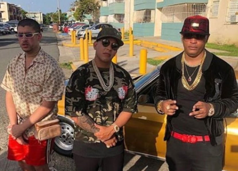 Desde la izquierda, Bad Bunny, Daddy Yankee y Pacho El Antikeka, en una foto compartida por el "Big Boss" en Instagram. Los tres colaboraron en un tema musical en el 2018.