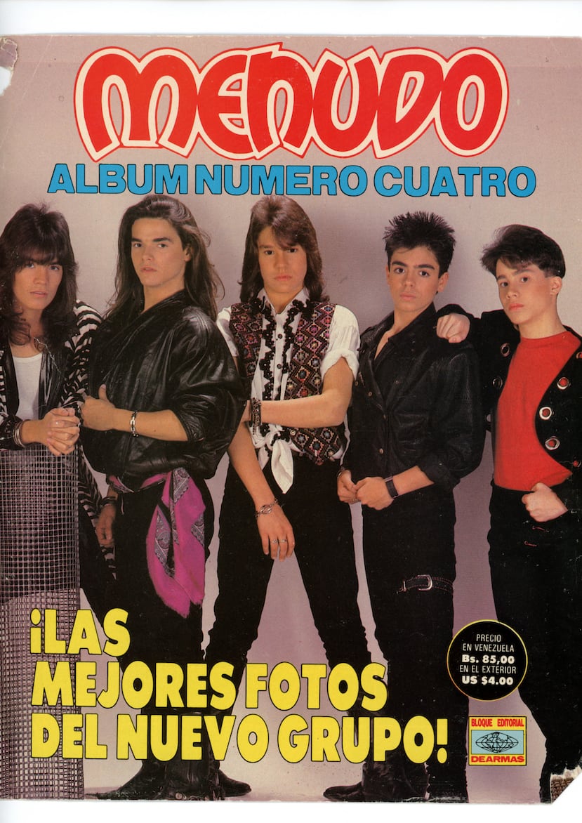 Por cerca de 10 meses, César Abreu (a la derecha) formó parte del grupo Menudo, donde coincidió con integrantes como (desde la izquierda) Rubén Gómez, Sergio Blass, Robert Avellanet y Rawy Torres.