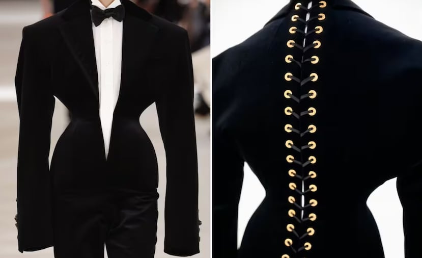 La silueta de corsé fue una de las características que más llamó la atención.