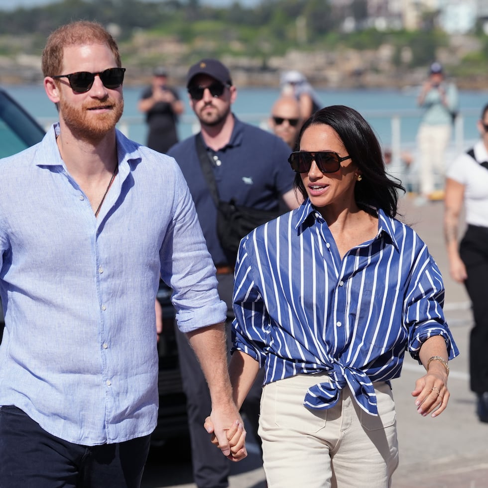 Harry y Meghan en un evento en Bondi Beach, Australia, el 17 de abril de 2026. (Jonathan Brady/Pool Photo via AP, File)