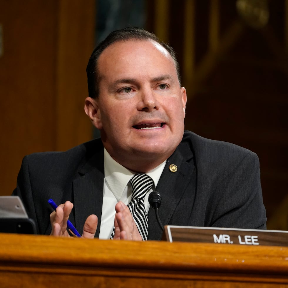 In this photograph taken on November 10, 2020, Republican Senator Mike Lee of Utah speaks during a Senate Judiciary Committee hearing at the Capitol in Washington.