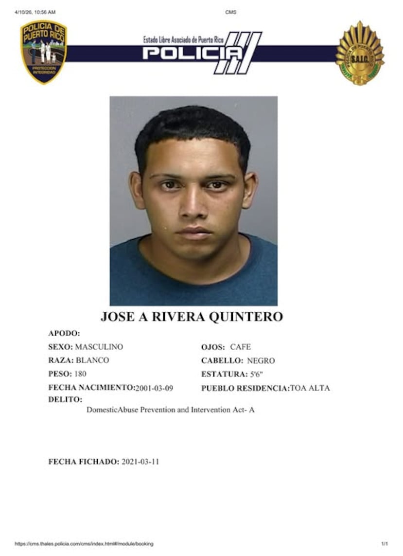José A. Rivera Quintero, de 25 años y residente de Vega Alta, y quien fuera asesinado en abril pasado en Vega Alta, poseía récord criminal por violencia doméstica.