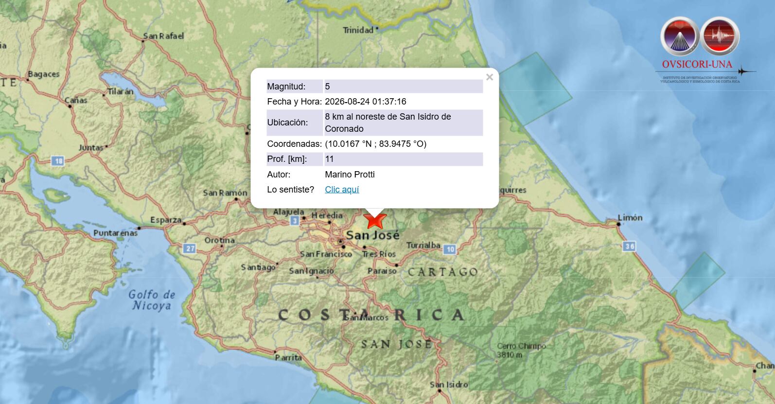 Imagen de la cobertura de: Sismo de magnitud 5 y réplicas sacuden a la capital de Costa Rica; no reportan víctimas ni daños
