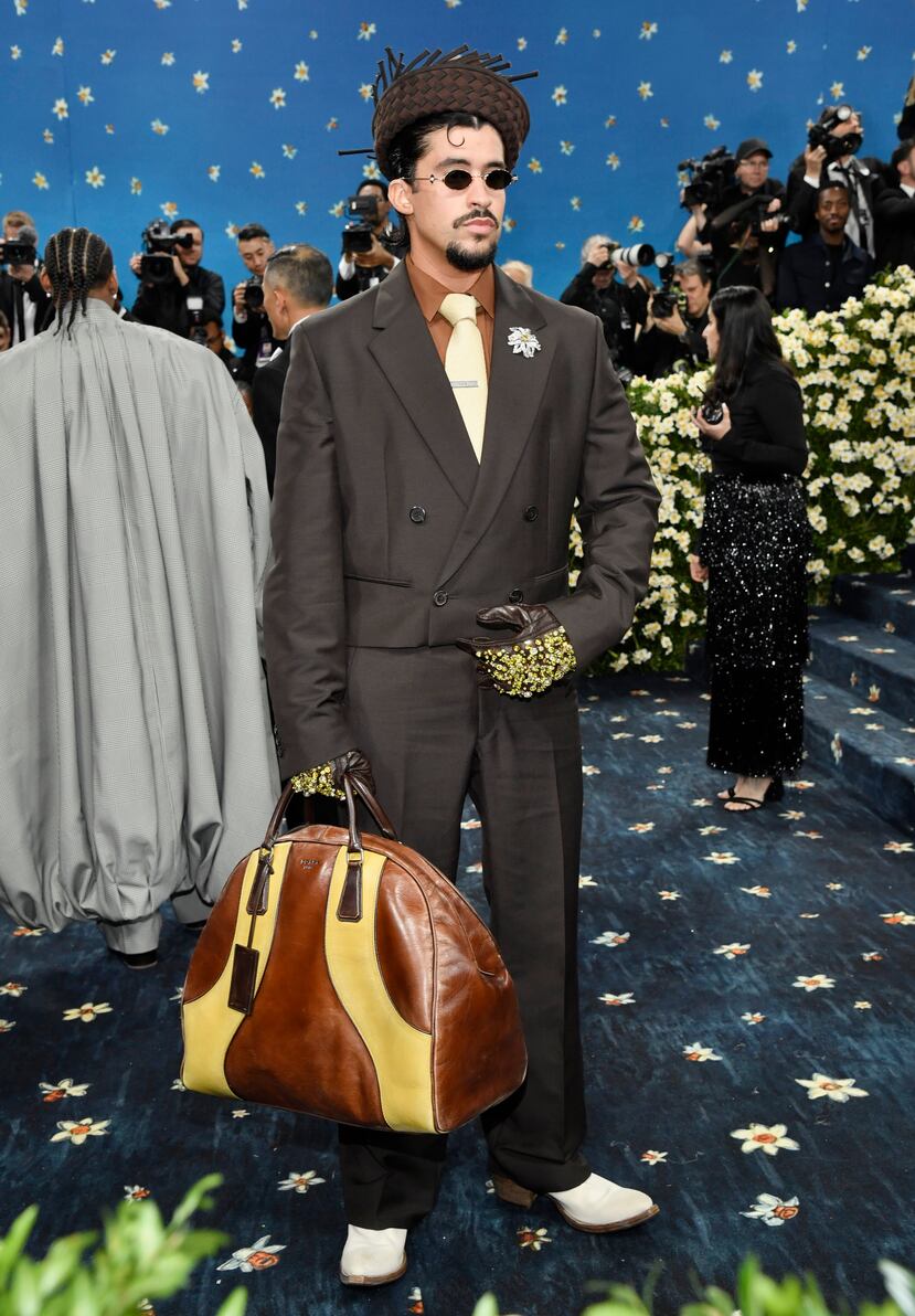From Tavín to Bad Bunny: Jíbaro's Popular Culture Resurgence Bad Bunny at the Met Gala with hat and Prada bag