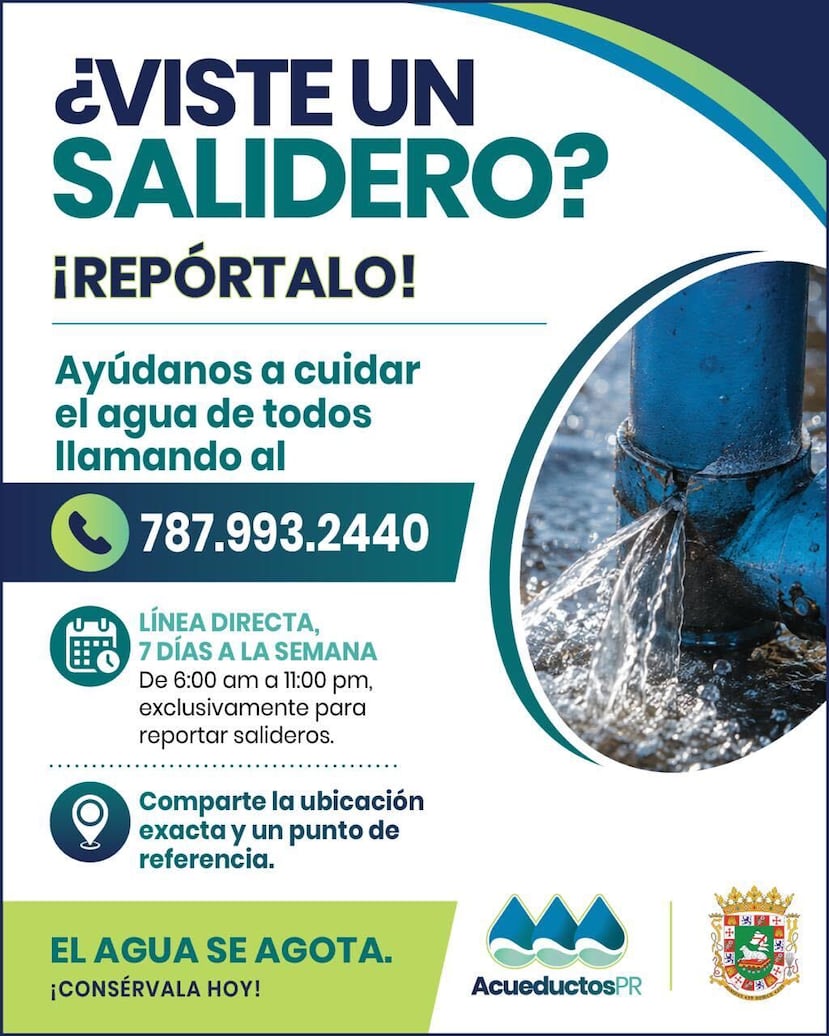 La Autoridad de Acueductos y Alcantarillados (AAA) puso en marcha este jueves un operativo de emergencia para atender el problema de salideros de agua en todo Puerto Rico