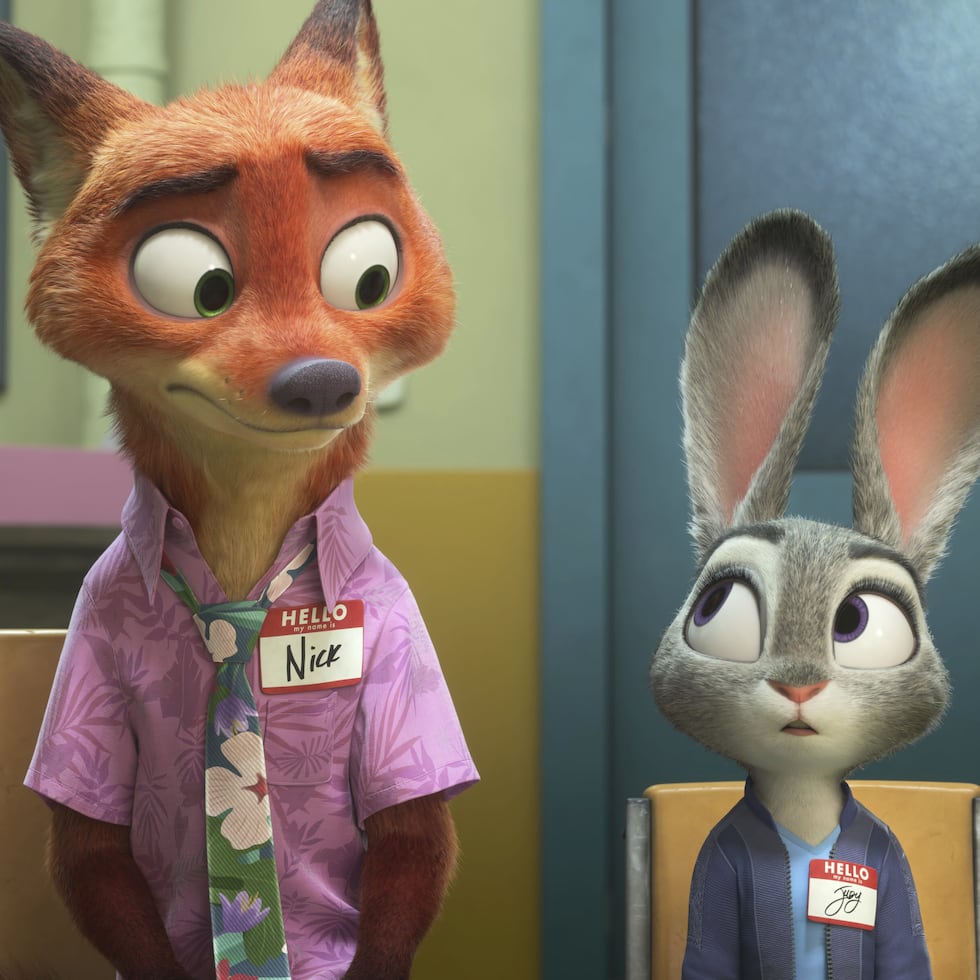 Nick Wilde y Judy Hopps en una escena de "Zootopia 2." (Disney via AP)
