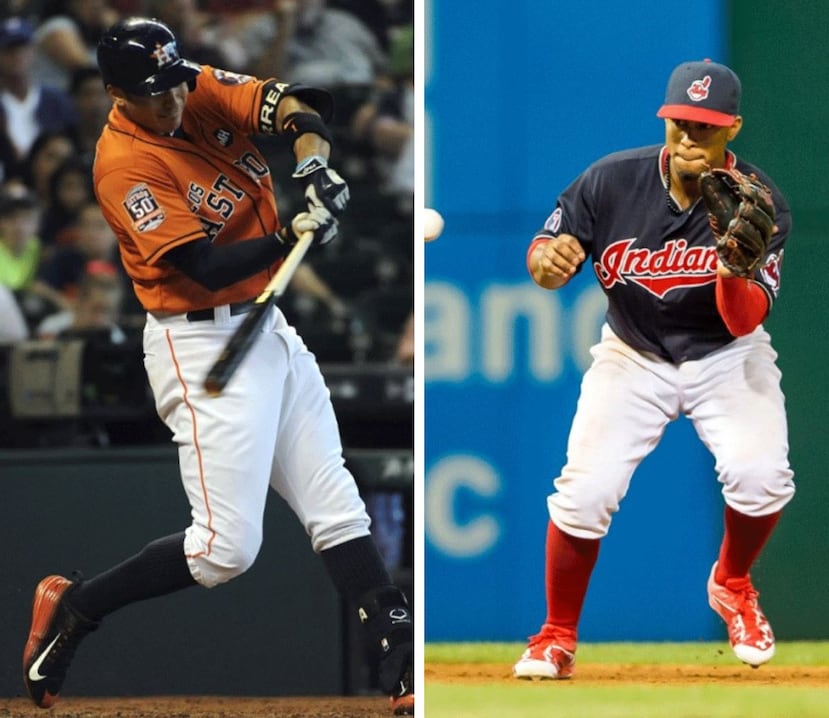 Los campocortos boricuas Carlos Correa (izq.) y Francisco Lindor tienen todas las credenciales para alzarse con el premio de Novato del Año de la Liga Americana. (AFP)