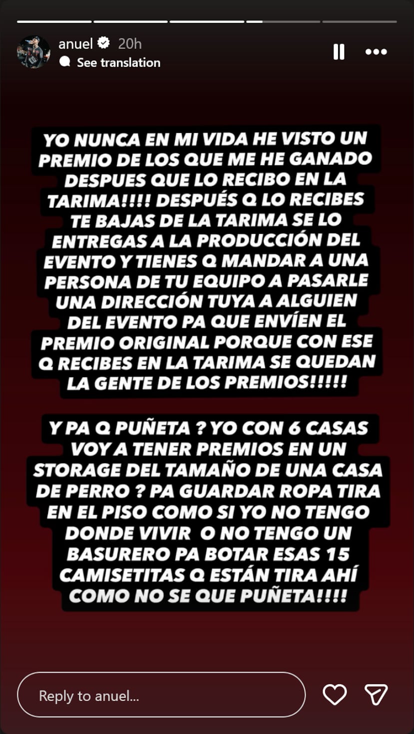 Anuel reaccionó al presunto video en sus historias en Instagram.