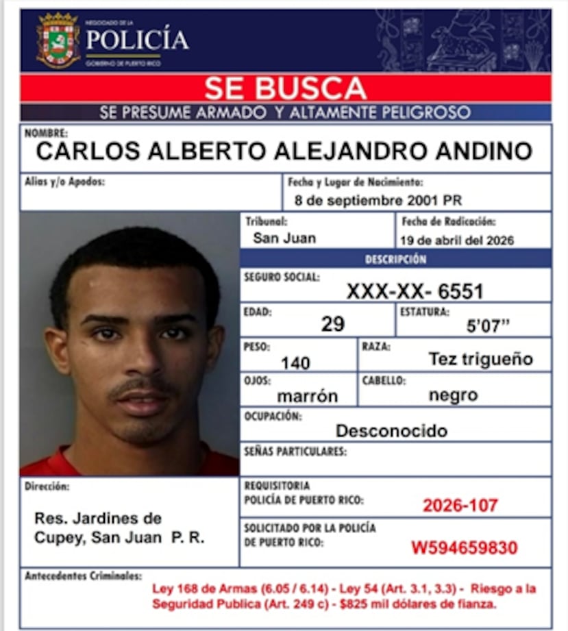 Contra Alejandro Andino se expidió una orden de arresto con una fianza ascendente a $850 mil.