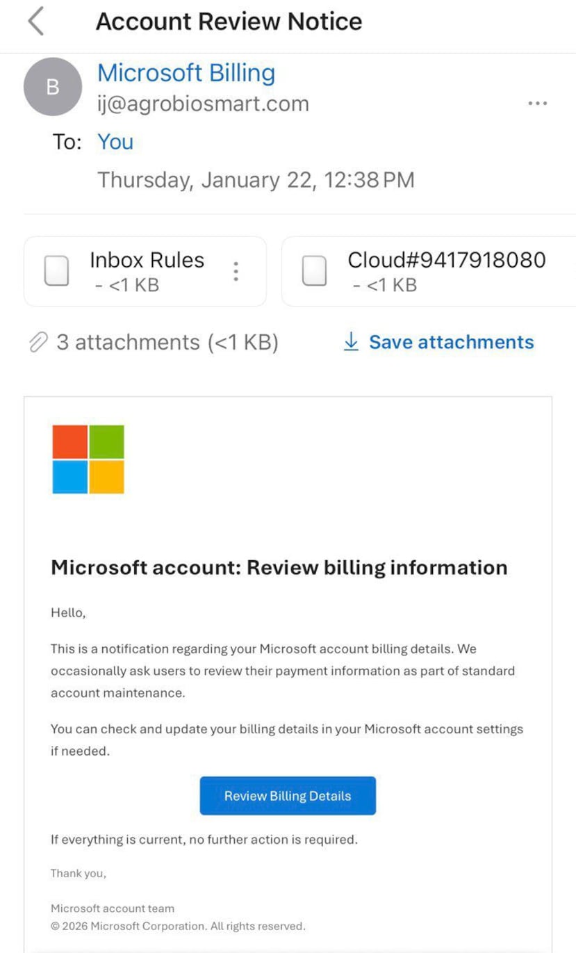 El DACO alertó sobre un nuevo esquema de fraude electrónico que utiliza correos falsos con artes gráficas y logotipos casi idénticos a los de la empresa Microsoft.