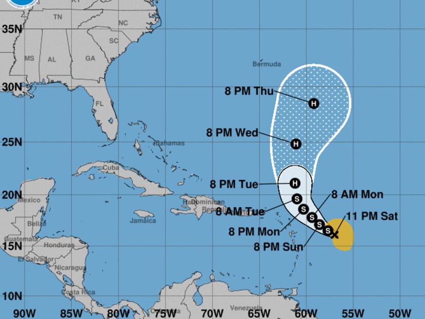 Proyección de la NHC de la trayectoria de la tormenta tropical Philippe.