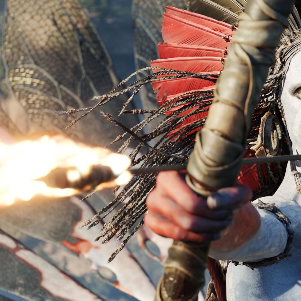 Esta imagen difundida por 20th Century Studios muestra a Varang, interpretada por Oona Chaplin, en una escena de "Avatar: Fire and Ash." (20th Century Studios vía AP)