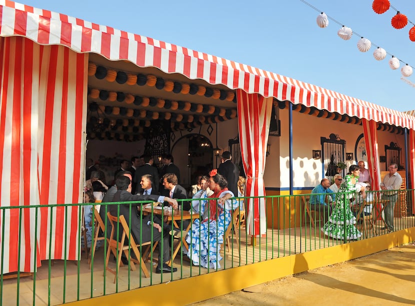 Carpas que se utilizan en la Feria de Abril de Sevilla, en España.