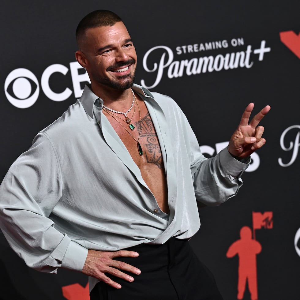 Ricky Martin arrives at the MTV Video Music Awards on Sunday, Sept. 7, 2025, at UBS Arena in Elmont, N.Y. (Photo by Evan Agostini/Invision/AP)