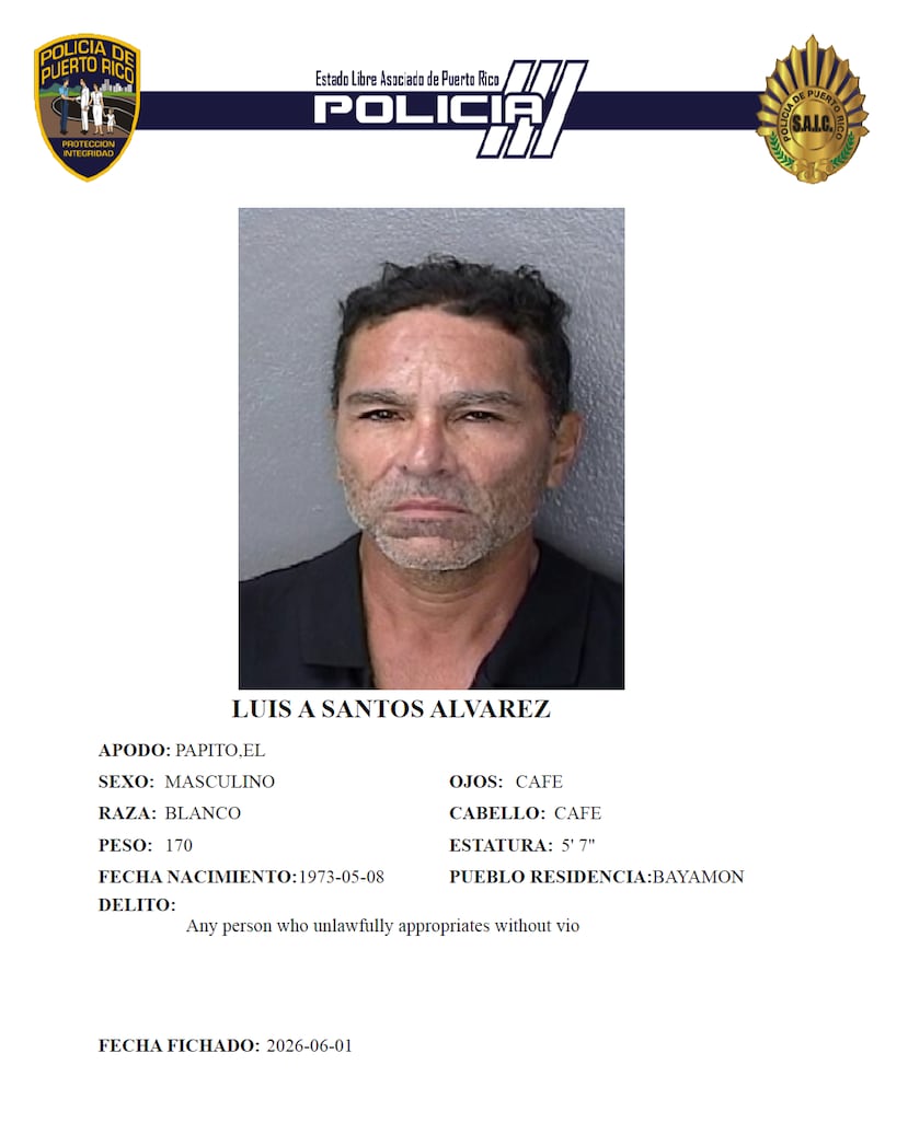 Luis A. Santos Álvarez, de 53 años y residente de Bayamón, quien figuraba en la lista de los más buscados del área de Carolina.