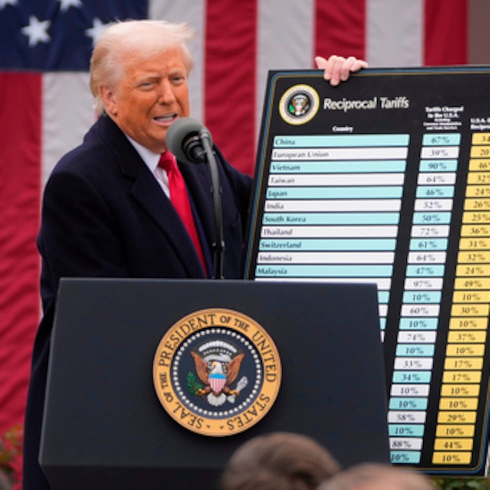 El presidente Donald Trump interviene durante un acto para anunciar nuevos aranceles en el Jardín de las Rosas de la Casa Blanca.