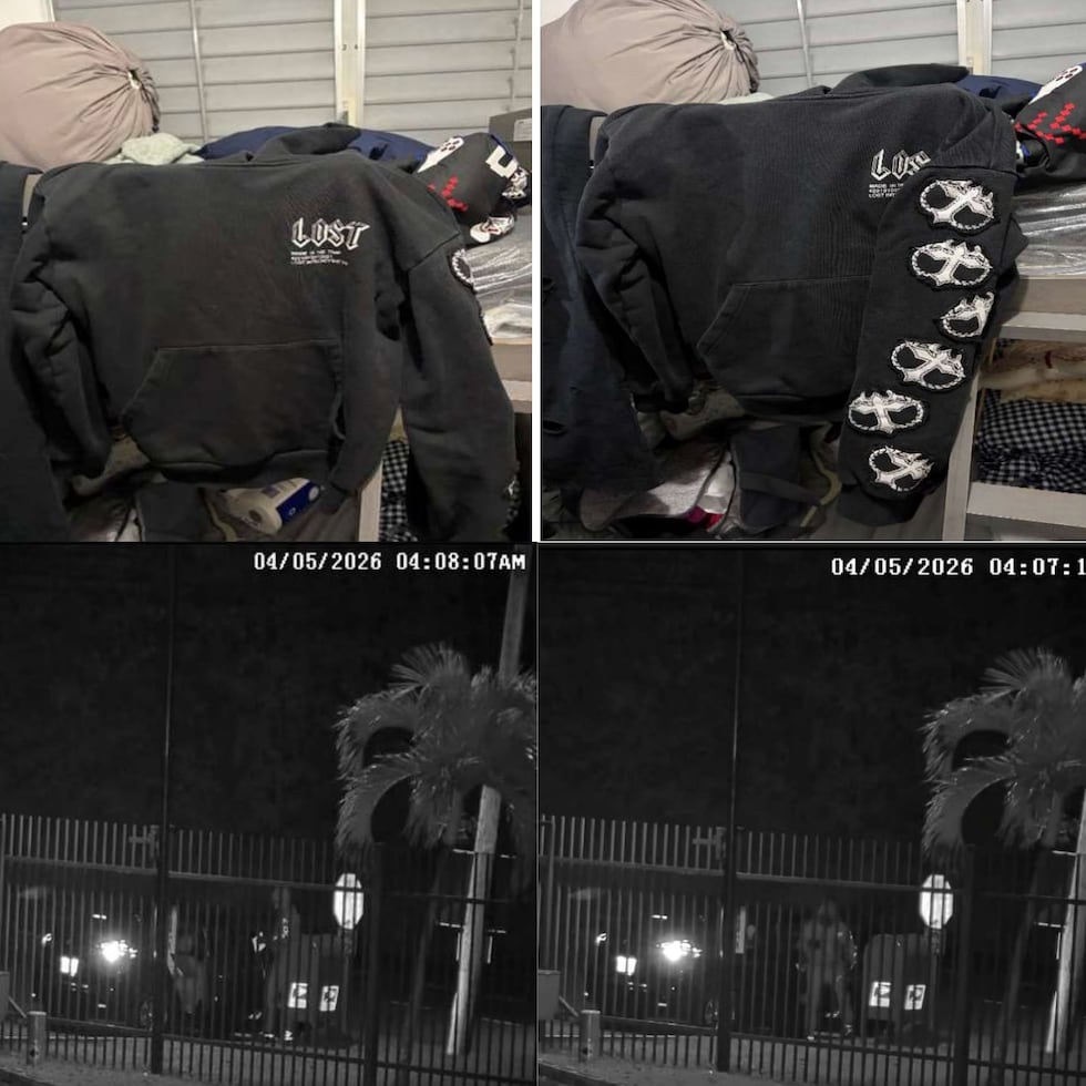 Postal inspectors included this image in a federal complaint alleging that it shows clothing found in the searched residence and that it is the same clothing worn by the person who took mail from a mailbox in Ciales.