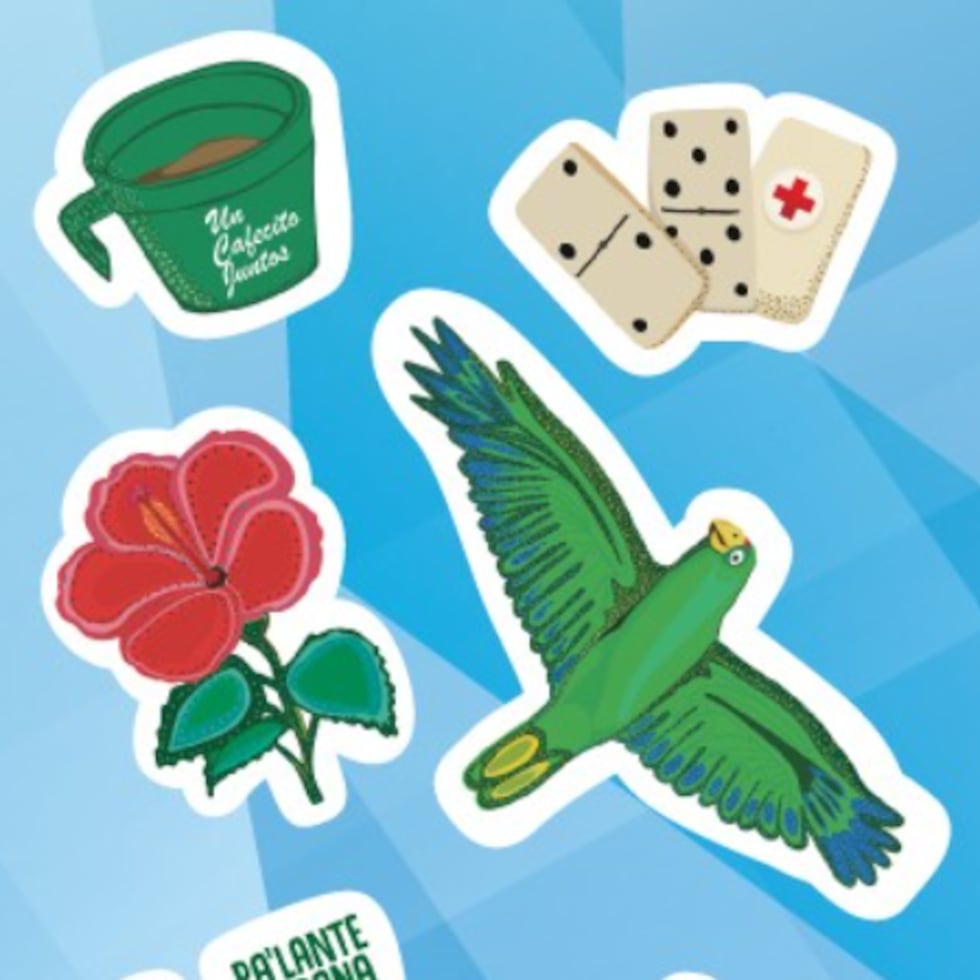 Los cinco “stickers” celebran la identidad puertorriqueña con elementos típicos de la cultura.