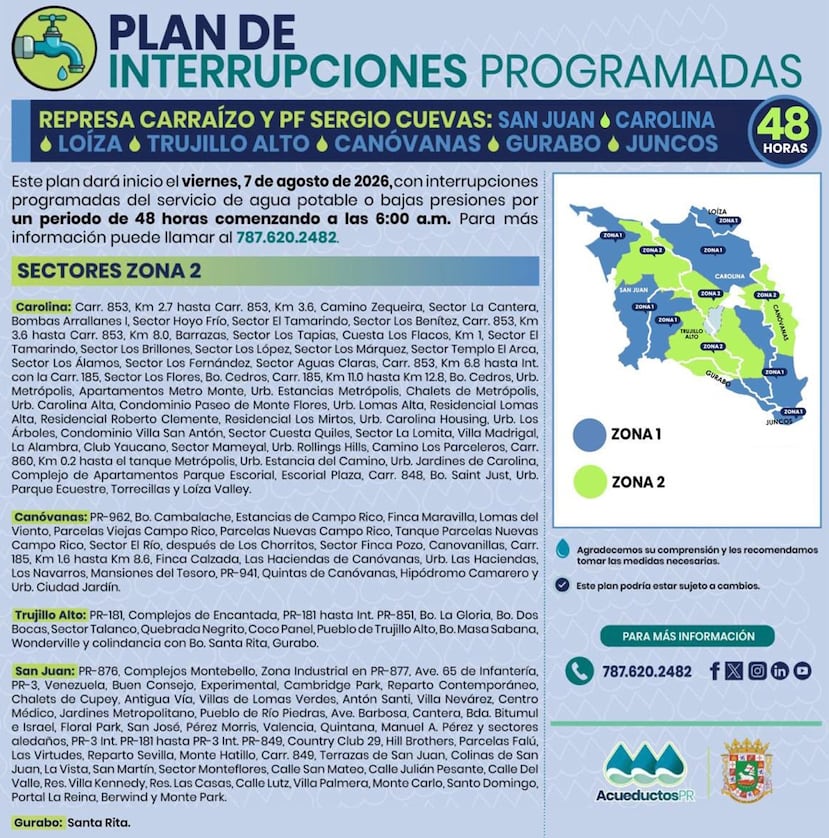 La lista de sectores que comprenden la Zona 2.