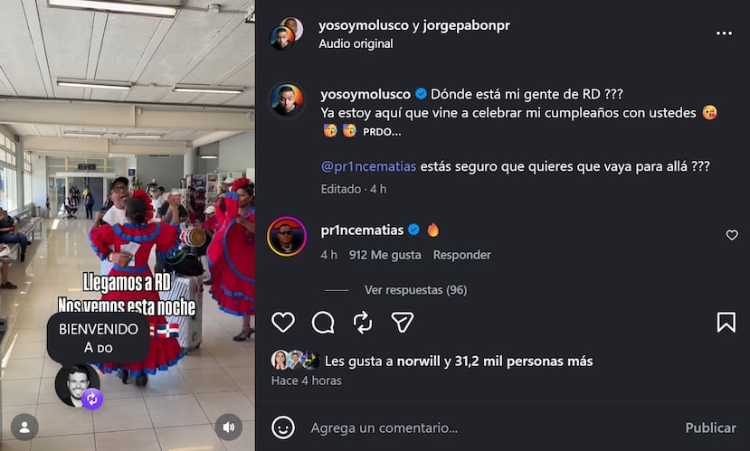 Publicación en Instagram donde Molusco confirma su llegada a República Dominicana.