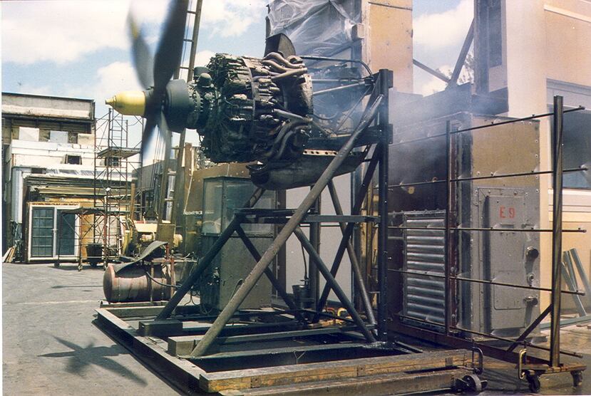 Hélice de avión utilizada en las primeras pruebas de resistencia al viento.