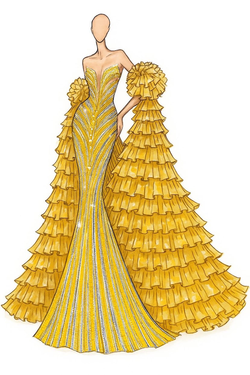 Boceto vestido de Zashely Alicea.