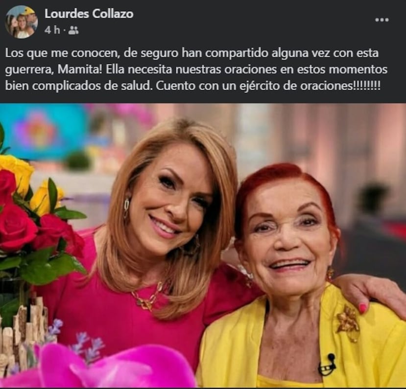 Publicación de Lourdes Collazo en Facebook.